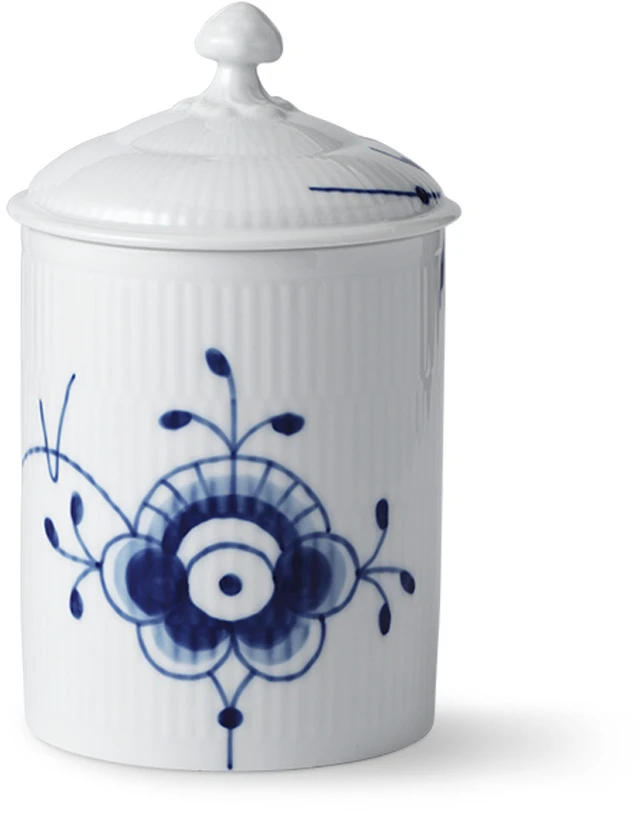 Royal Copenhagen Blå Mega Riflet Krukke M. Låg 16 Cm 3 Royal Copenhagen Blå Mega Riflet Krukke M. Låg 16 Cm