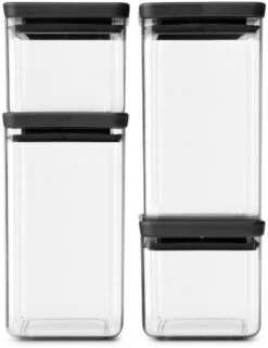 Brabantia Tasty+ Opbevaringsglas Stabelbare 4 Stk., Mørkegrå