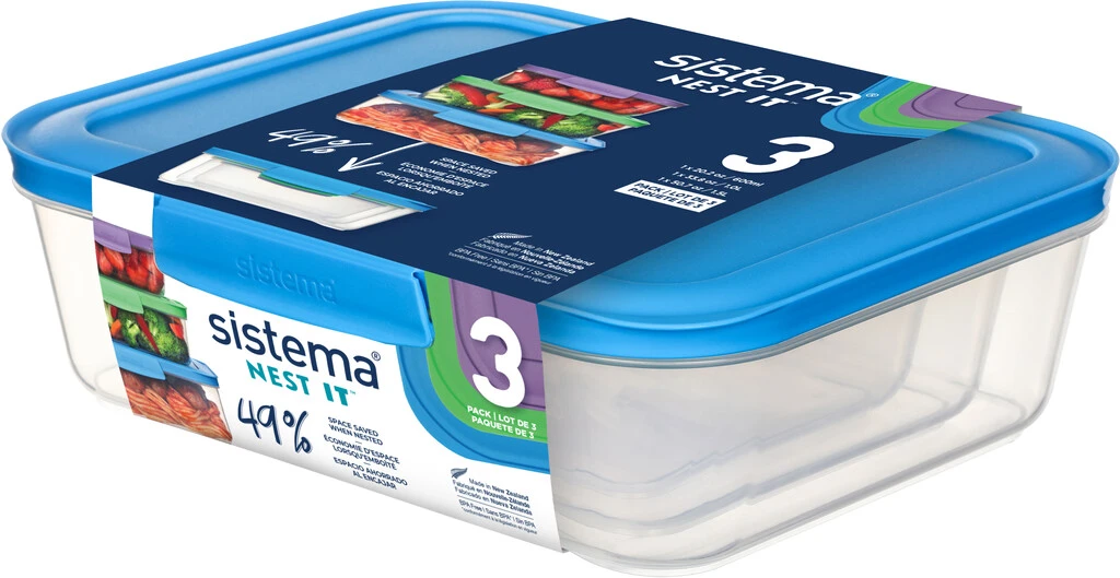 Sistema Nest It Meal Prep Opbevaringsbokse 3 Stk, Multifarvet 3 Sistema Nest It Meal Prep Opbevaringsbokse 3 Stk, Multifarvet
