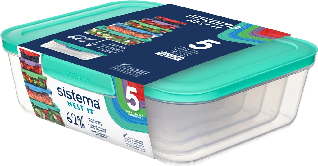 Sistema Nest It Meal Prep Opbevaringsbokse 5 Stk, Multifarvet 3 Sistema Nest It Meal Prep Opbevaringsbokse 5 Stk, Multifarvet