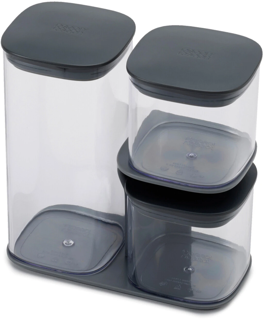 Joseph Joseph Podium Opbevaringsglas 3 Stk, Grå 3 Joseph Joseph Podium Opbevaringsglas 3 Stk, Grå