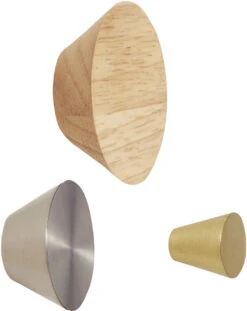 Hübsch Cone Knager 3 Stk. H2 Cm, Messing/Nikkel/Natur